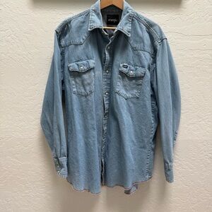Wrangler Shacket Shirt Jacket 2XL  Men’s Denim pearl snaps collard button down